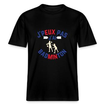 I don't have badminton -  RELAXED FIT Unisex Organic T-Shirt - black - Front - Alina (178cm) & Michal (187cm)