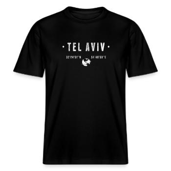 Tel Aviv -  RELAXED FIT Unisex Organic T-Shirt - Schwarz - Vorne - Alina (178cm) & Michal (187cm)