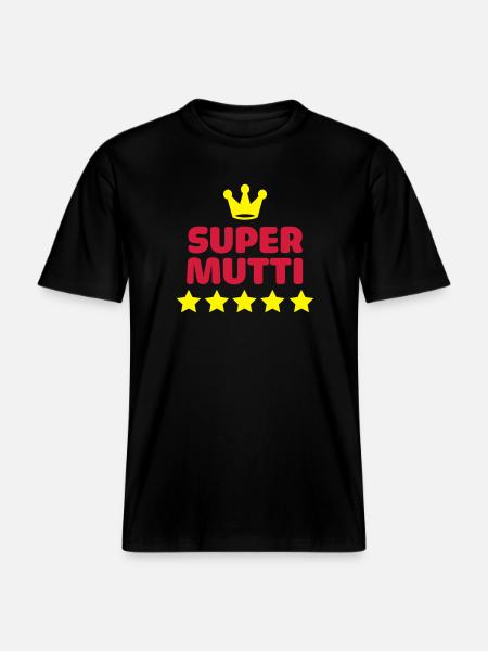 Super Mom Super mom äidin äiti -  RELAXED FIT Unisex Luomu T-paita - musta