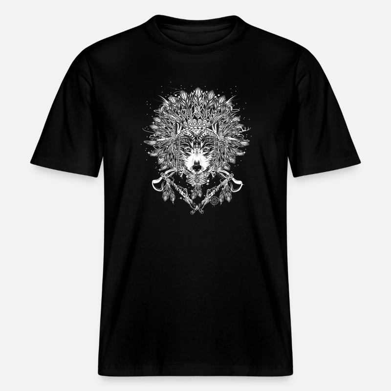 Chef loup avec couvre-chef -  T-shirt unisexe RELAXED FIT en coton bio - noir