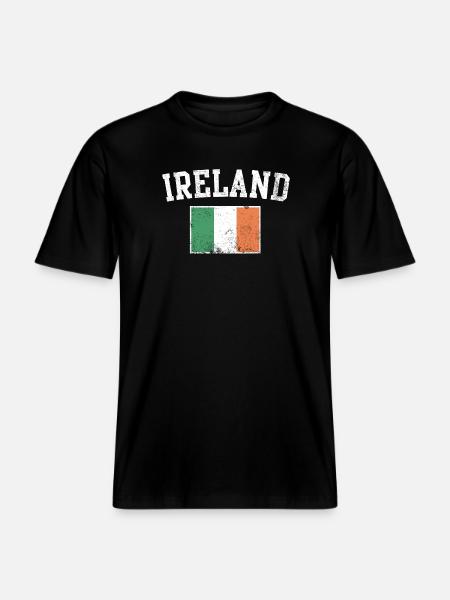Emblème Varsity du drapeau irlandais - T-shirt unisexe RELAXED FIT en coton bio - noir