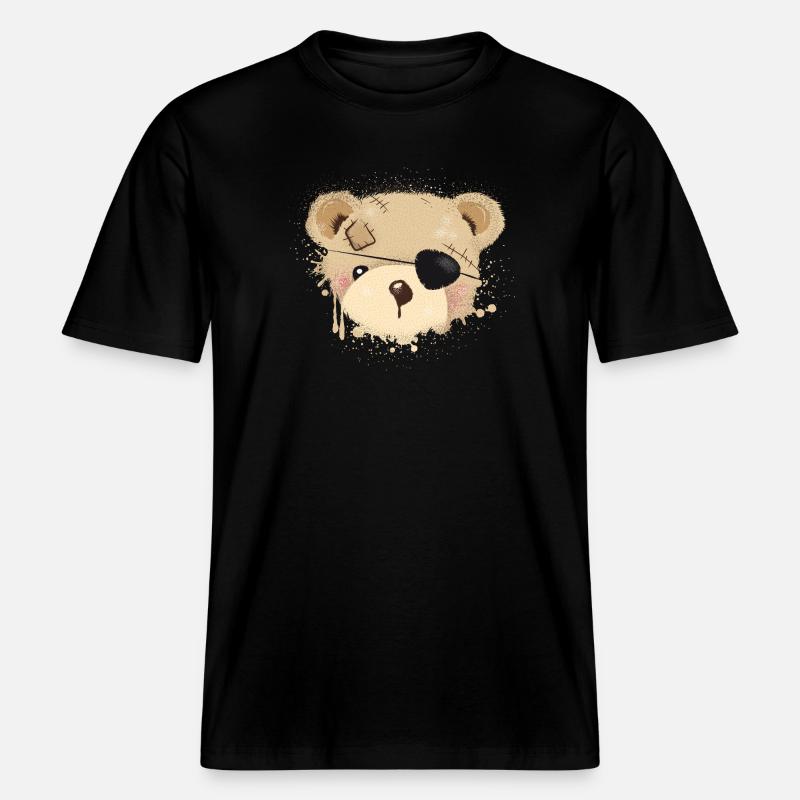 Nounours avec cache-œil -  T-shirt unisexe RELAXED FIT en coton bio - noir