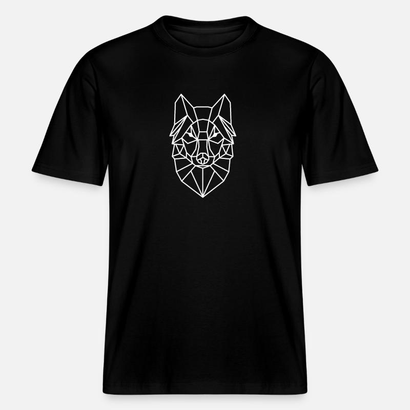 Style géométrique de tête de loup -  T-shirt unisexe RELAXED FIT en coton bio - noir