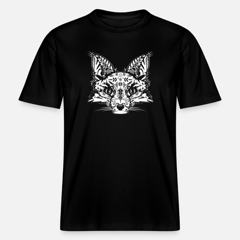 A fox head -White - RELAXED FIT Unisex Organic T-Shirt - black