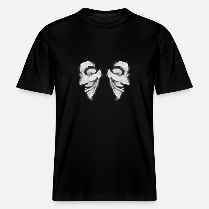 Anonymous v comme vendetta Double Head -  T-shirt unisexe RELAXED FIT en coton bio - noir