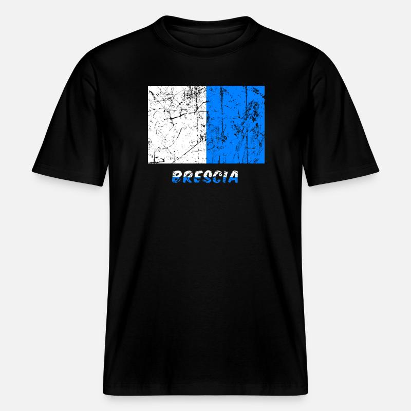 Drapeau Brescia drapeau Fahne drapeau drapeau - T-shirt unisexe RELAXED FIT en coton bio - noir