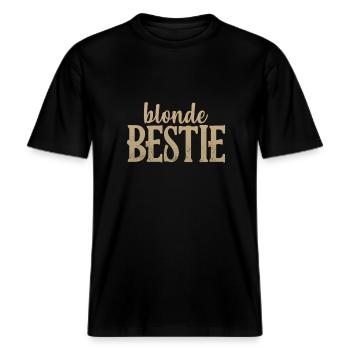 Blonde Bestie -  RELAXED FIT Unisex Organic T-Shirt - Schwarz - Vorne - Alina (178cm) & Michal (187cm)