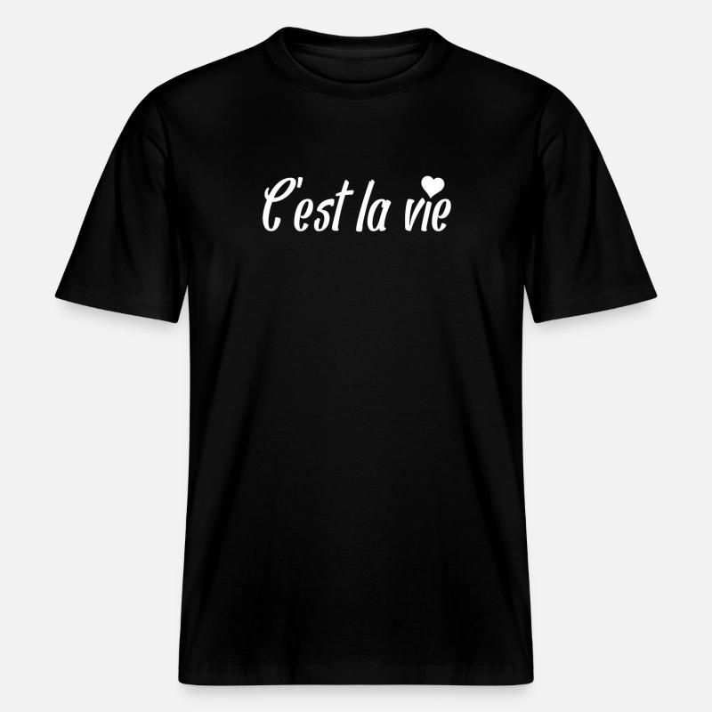 C’est la Vie Script with Heart -  T-shirt unisexe RELAXED FIT en coton bio - noir
