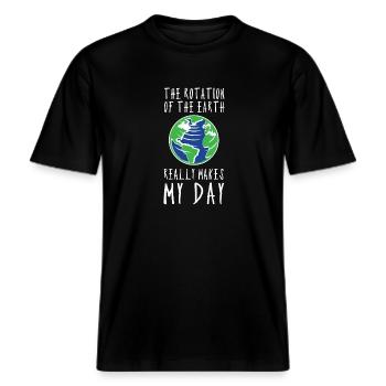 Lehrer Geographie Lehrer Geschenk -  RELAXED FIT Unisex Organic T-Shirt - Schwarz - Vorne - Alina (178cm) & Michal (187cm)