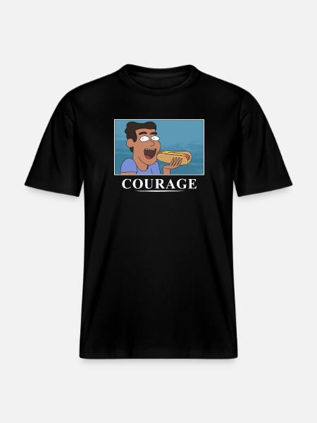 Rick And Morty Courage Is Eating A Hot Dog -  RELAXED FIT Unisex Organic T-Shirt - black