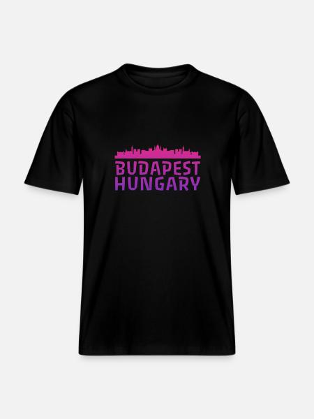 Budapests skyline i akvarel -  Økologisk unisex T-shirt RELAXED FIT - sort