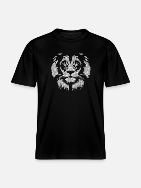 Sparkling lion head with glitter effect -  RELAXED FIT Unisex Organic T-Shirt - black