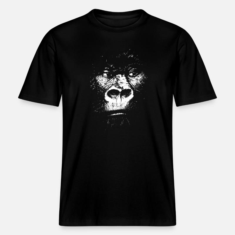 Expressionist Monkey Illustration, Gorilla -  RELAXED FIT Unisex Organic T-Shirt - black