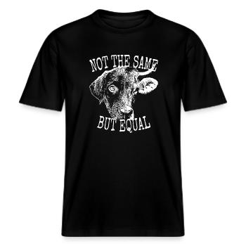 Vegan Not The Same But Equal Vegetarier Tierfreund -  RELAXED FIT Unisex Organic T-Shirt - Schwarz - Vorne - Alina (178cm) & Michal (187cm)