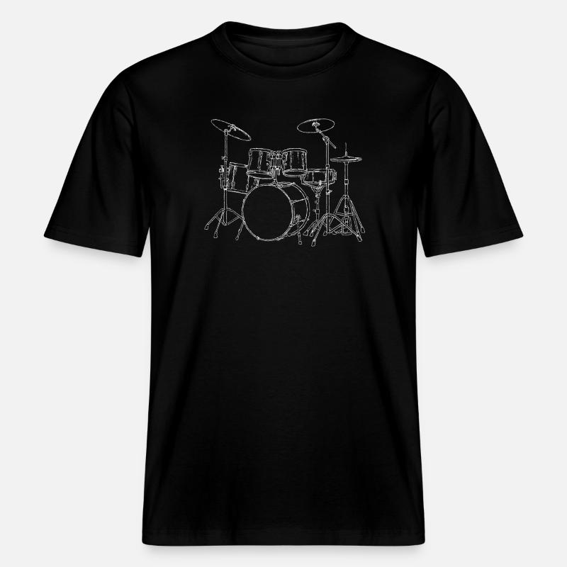Drumset - Sticks Drummer Drum Drummer - RELAXED FIT Unisex Organic T-Shirt - black