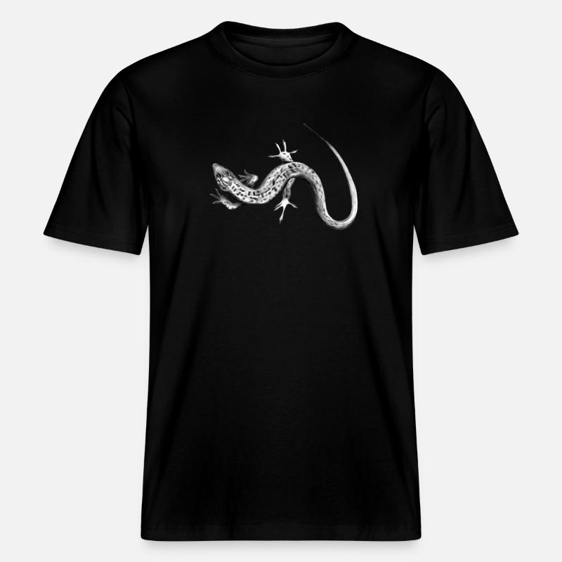 Graue Eidechse Schwarzweiß Muster -  RELAXED FIT Unisex Organic T-Shirt - Schwarz