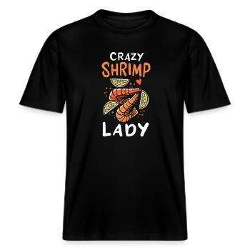 Shrimp -  RELAXED FIT Unisex Organic T-Shirt - Schwarz - Vorne - Alina (178cm) & Michal (187cm)