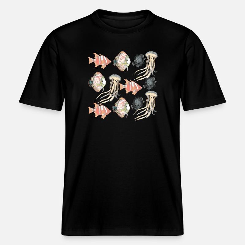SEALIFE PATTERN - RELAXED FIT Unisex Organic T-Shirt - black