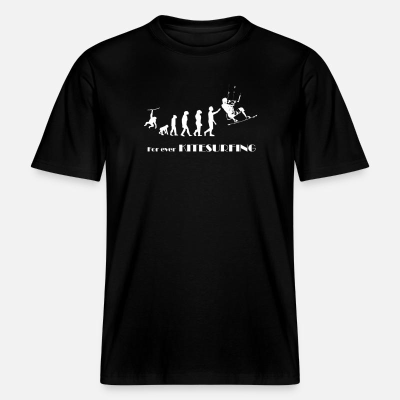 Cadeau Evolution KITESURF -SURFER KITESURFER -  T-shirt unisexe RELAXED FIT en coton bio - noir