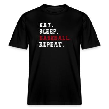 Baseball -  RELAXED FIT Unisex Organic T-Shirt - Schwarz - Vorne - Alina (178cm) & Michal (187cm)