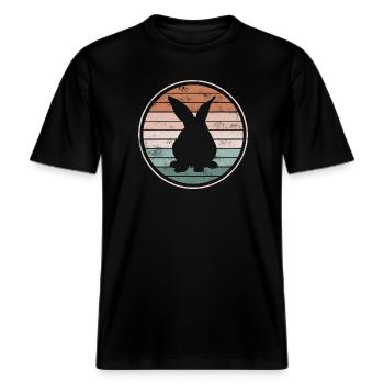 Hase Kaninchen -  RELAXED FIT Unisex Organic T-Shirt - Schwarz - Vorne - Alina (178cm) & Michal (187cm)
