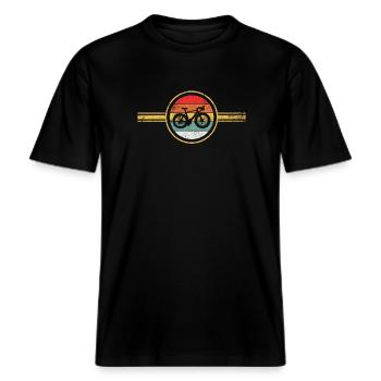 Radfahren Radfahrer Vintage -  RELAXED FIT Unisex Organic T-Shirt - Schwarz - Vorne - Alina (178cm) & Michal (187cm)