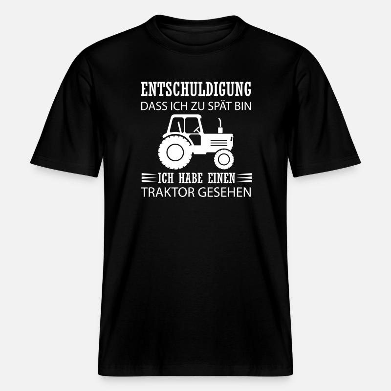 Ich habe einen Traktor gesehen - RELAXED FIT Unisex Organic T-Shirt - Schwarz