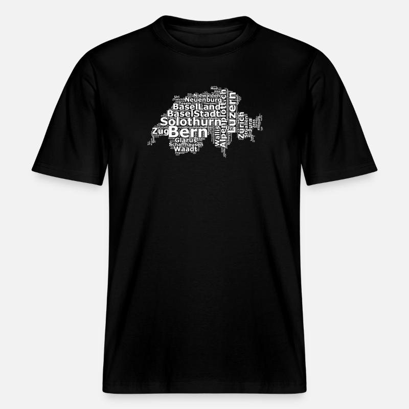 Suisse dialecte blanc -  T-shirt unisexe RELAXED FIT en coton bio - noir