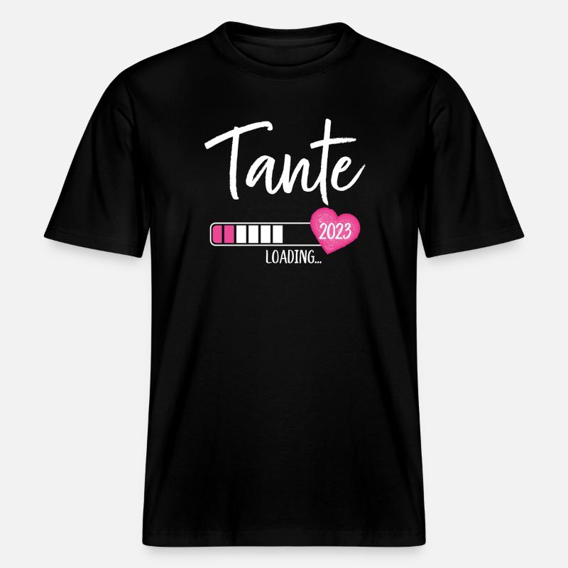 Tante Loading 2023 Herz Nichte Mädchen -  RELAXED FIT Unisex Organic T-Shirt - Schwarz
