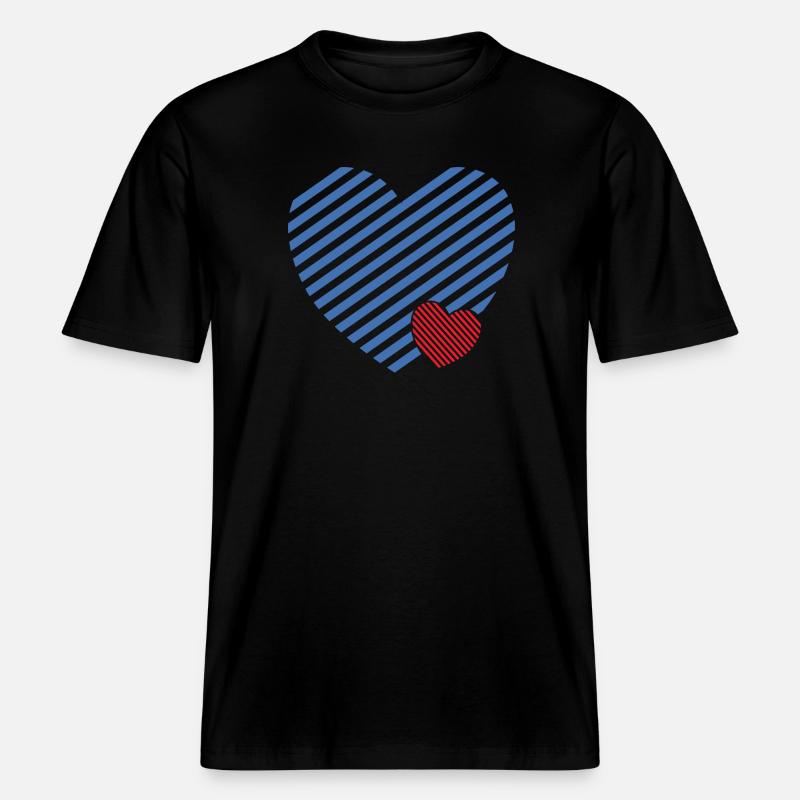 Doppel Herz - Design textile Geschenkidee -  RELAXED FIT Unisex Organic T-Shirt - Schwarz