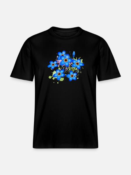 bright blue forget-me-not graffiti -  RELAXED FIT Unisex Organic T-Shirt - black