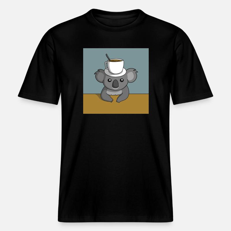 Koala Kaffeepause -  RELAXED FIT Unisex Organic T-Shirt - Schwarz