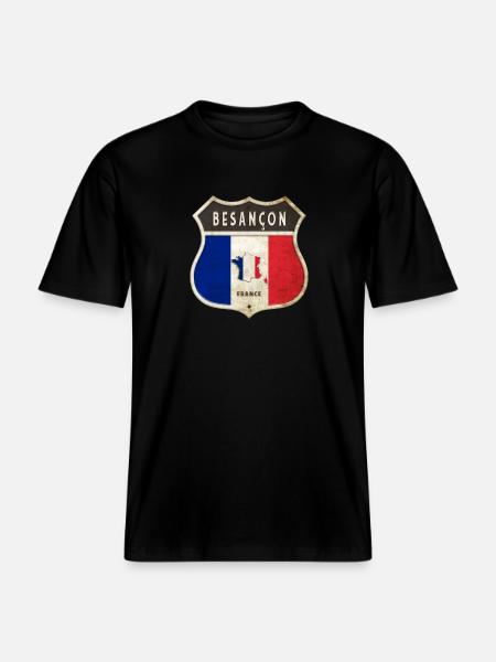 Besançon Frankrijk Wapenschild Vlaggen Ontwerp - Uniseks RELAXED FIT bio-T-shirt - zwart