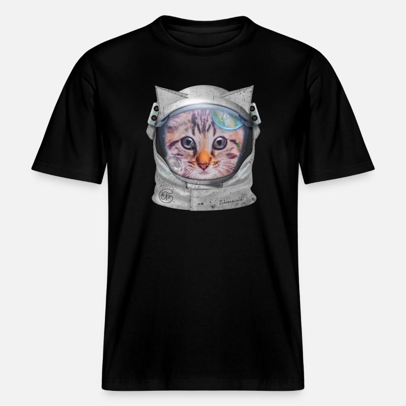 Chat dans l’espace -  T-shirt unisexe RELAXED FIT en coton bio - noir