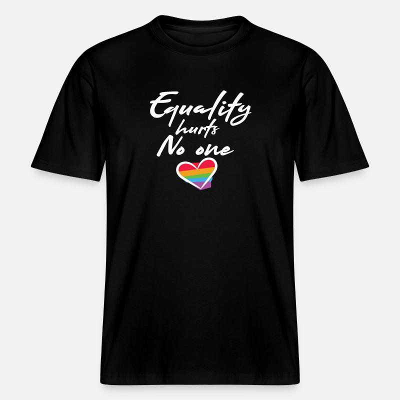 Regenbogen Herz Statement Liebe Frieden -  RELAXED FIT Unisex Organic T-Shirt - Schwarz