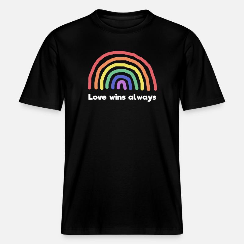 Regenbogen Liebe Statement Frieden Weltfrieden -  RELAXED FIT Unisex Organic T-Shirt - Schwarz