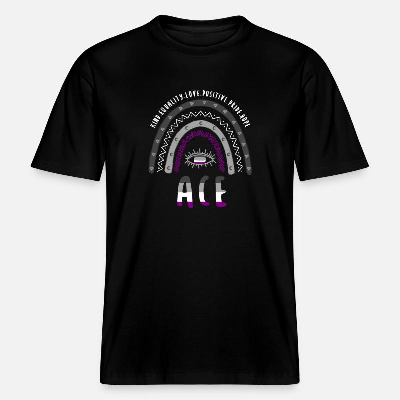 Boho Regenbogen Ace Pride - RELAXED FIT Unisex Organic T-Shirt - Schwarz