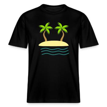 Palmier vert île mer -  T-shirt unisexe RELAXED FIT en coton bio - noir - Devant - Alina (178cm) & Michal (187cm)