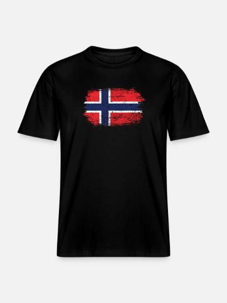 Norway Flag Brushstroke Cross - RELAXED FIT Unisex Organic T-Shirt - black