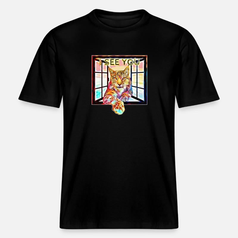 Le lynx avec sa perspective -  T-shirt unisexe RELAXED FIT en coton bio - noir