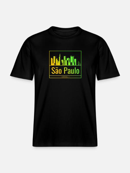 São Paulo skyline in neon gradient - RELAXED FIT Unisex Organic T-Shirt - black