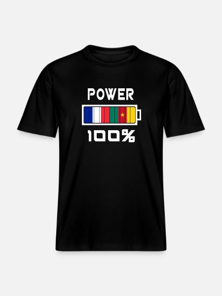 Cameroon and France power 100% -  RELAXED FIT Unisex Organic T-Shirt - black