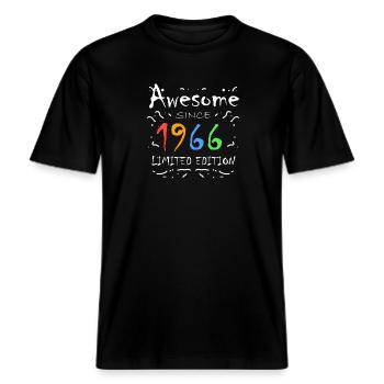 1966 - Jahrgang 1966 - Fantastisch seit 1966 -  RELAXED FIT Unisex Organic T-Shirt - Schwarz - Vorne - Alina (178cm) & Michal (187cm)
