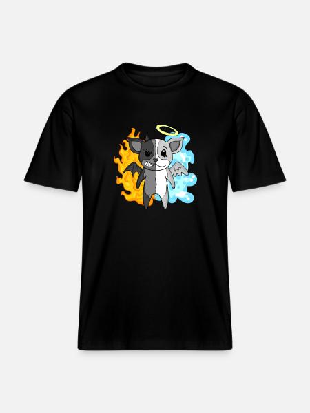 Dog Terrier - Angel and Devil -  RELAXED FIT Unisex Organic T-Shirt - black
