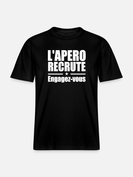 L'apéro recrute Engagez-vous -  T-shirt unisexe RELAXED FIT en coton bio - noir