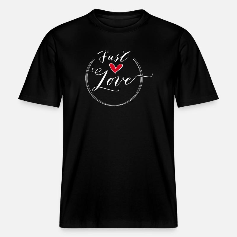 Just Love Heart Scripted Circle -  RELAXED FIT Unisex Organic T-Shirt - Schwarz
