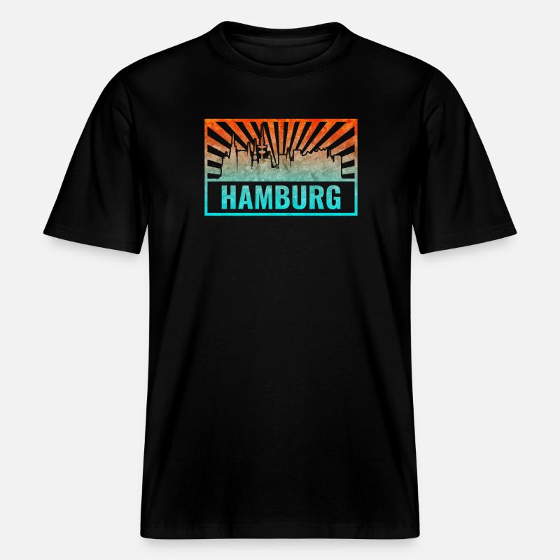Pente de la silhouette de Hambourg - T-shirt unisexe RELAXED FIT en coton bio - noir