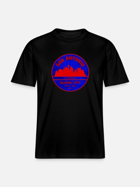San Antonio Skyline Retro Badge - RELAXED FIT Unisex Organic T-Shirt - black
