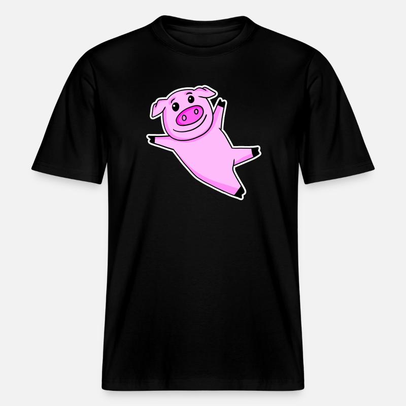 Cochon mignon - T-shirt unisexe RELAXED FIT en coton bio - noir