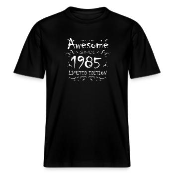 1985 - Jahrgang 1985 - Fantastisch seit 1985 -  RELAXED FIT Unisex Organic T-Shirt - Schwarz - Vorne - Alina (178cm) & Michal (187cm)